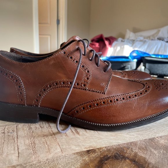 Cole Haan 10.5 M Wing Tip Dress Shoe - Tan - Picture 6 of 8